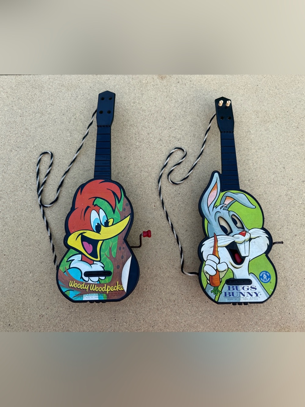 Mattel Ge-Tar Toy Lot: 1962 Bugs Bunny & 1963 Woody Woodpecker